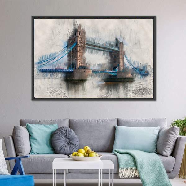 Artistic London Tower Bridge Canvas Wall Art-3 Horizontal-Gallery Wrap-25" x 16"-Tiaracle