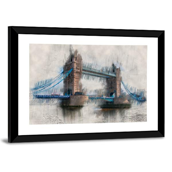 Artistic London Tower Bridge Canvas Wall Art-3 Horizontal-Gallery Wrap-25" x 16"-Tiaracle