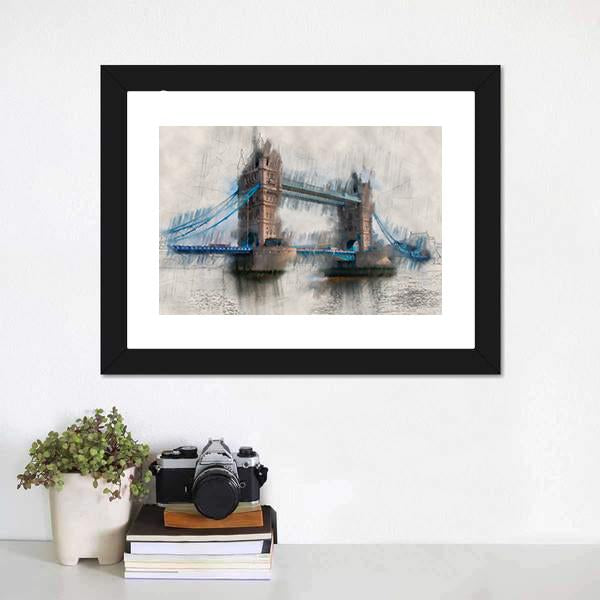 Artistic London Tower Bridge Canvas Wall Art-1 Piece-Framed Print-20&quot; x 16&quot;-Tiaracle