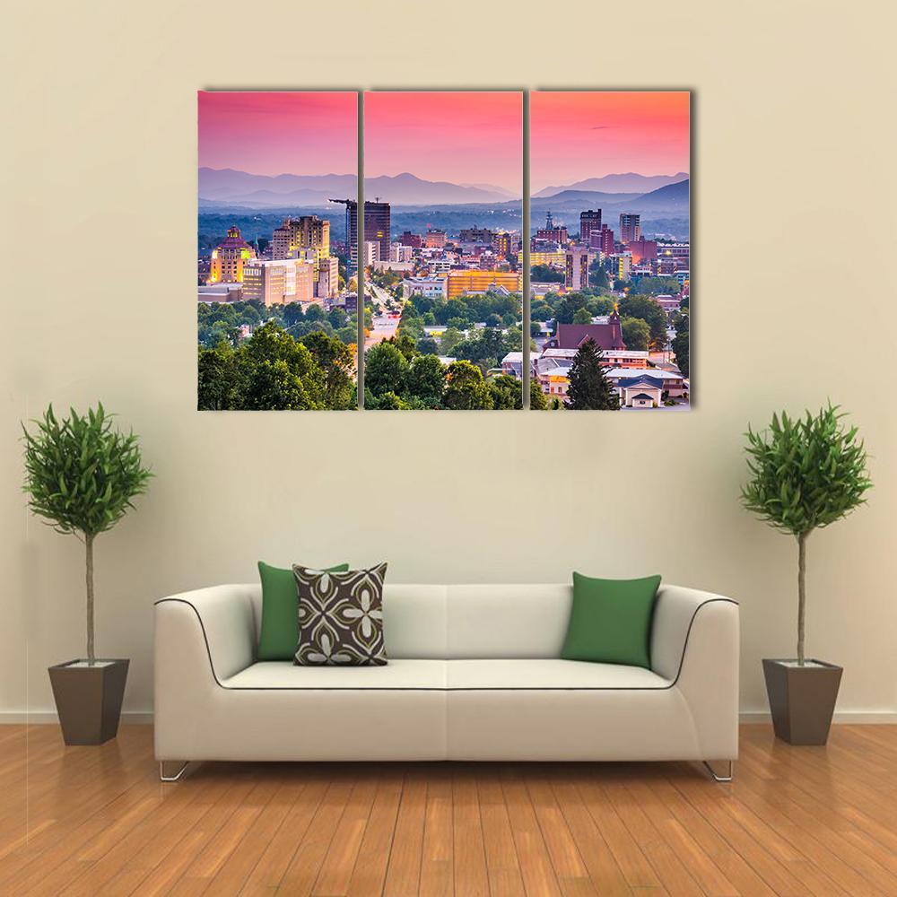 Asheville Skyline North Carolina Canvas Wall Art-3 Horizontal-Gallery Wrap-37" x 24"-Tiaracle