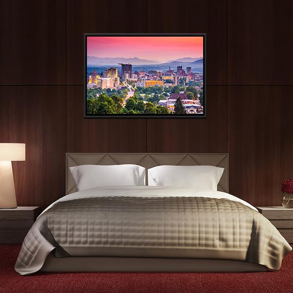 Asheville Skyline North Carolina Panoramic Canvas Wall Art-1 Piece-36" x 12"-Tiaracle