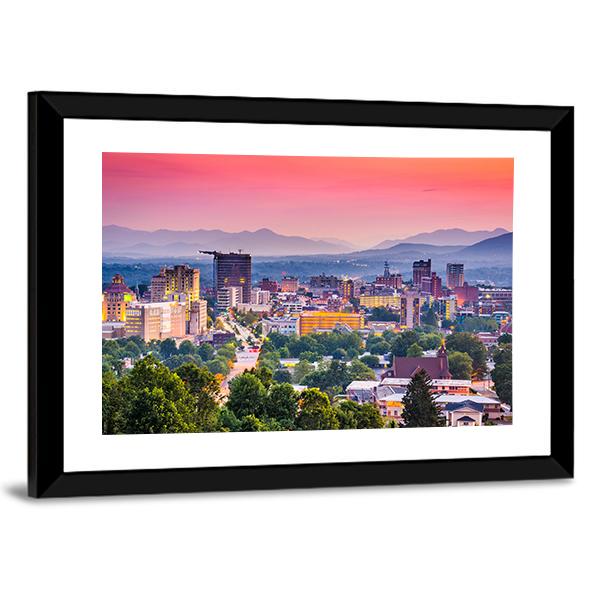 Asheville Skyline North Carolina Panoramic Canvas Wall Art-1 Piece-36" x 12"-Tiaracle