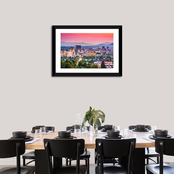 Asheville Skyline North Carolina Panoramic Canvas Wall Art-1 Piece-36" x 12"-Tiaracle