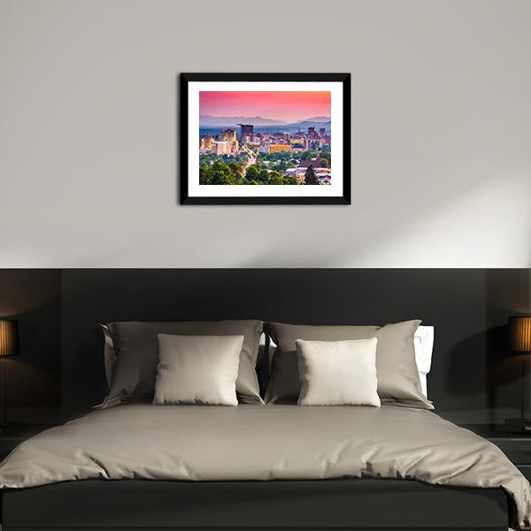 Asheville Skyline North Carolina Panoramic Canvas Wall Art-1 Piece-36" x 12"-Tiaracle