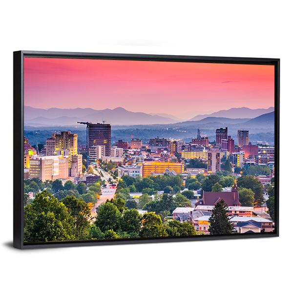 Asheville Skyline North Carolina Panoramic Canvas Wall Art-1 Piece-36" x 12"-Tiaracle