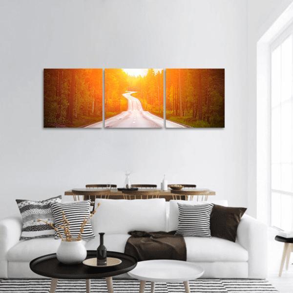 Country Road Sweden Panoramic Canvas Wall Art-3 Piece-25" x 08"-Tiaracle