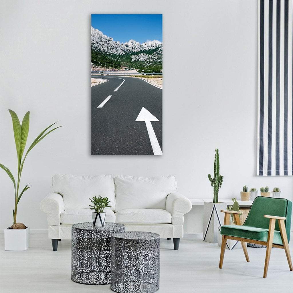 Asphalt Highway In Mountains Vertical Canvas Wall Art-1 Vertical-Gallery Wrap-12" x 24"-Tiaracle