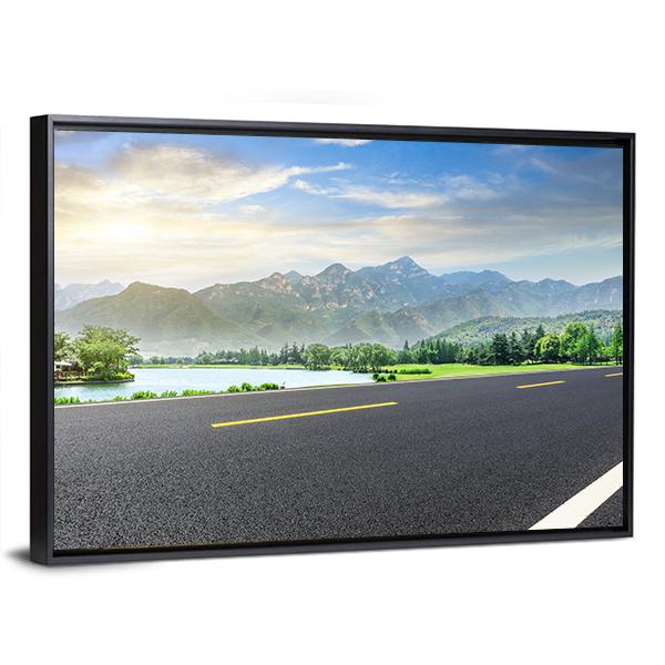 Asphalt Highway With Nature Canvas Wall Art-3 Horizontal-Gallery Wrap-25" x 16"-Tiaracle