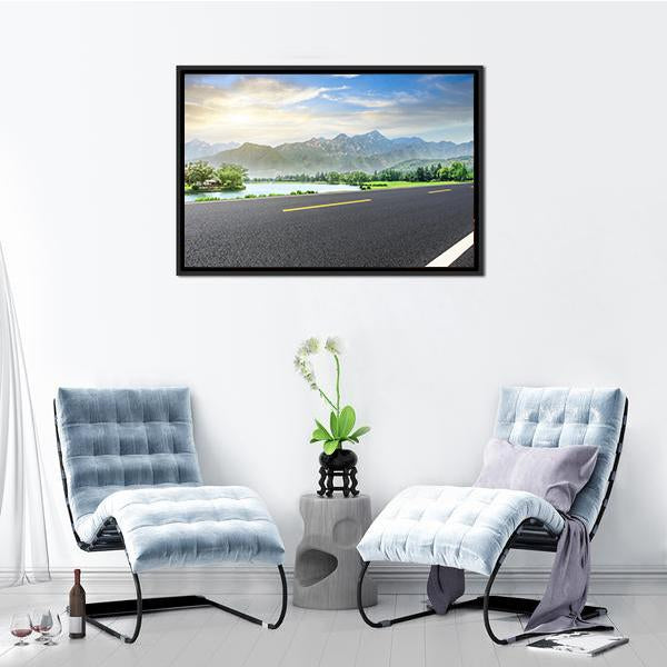 Asphalt Highway With Nature Canvas Wall Art-3 Horizontal-Gallery Wrap-25" x 16"-Tiaracle