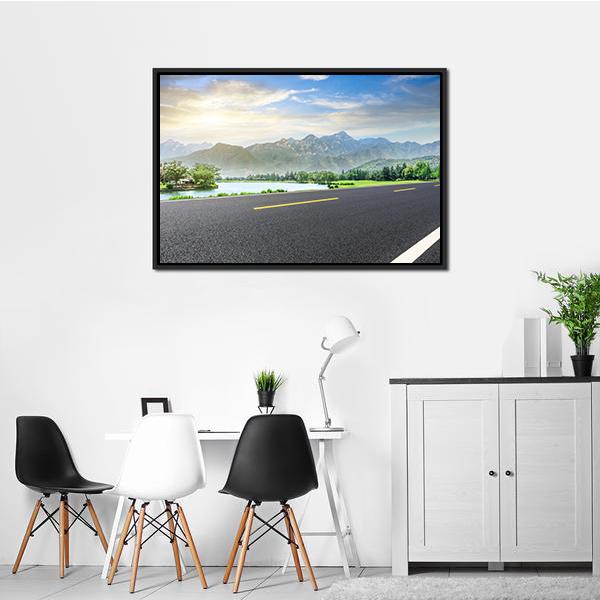 Asphalt Highway With Nature Canvas Wall Art-3 Horizontal-Gallery Wrap-25" x 16"-Tiaracle