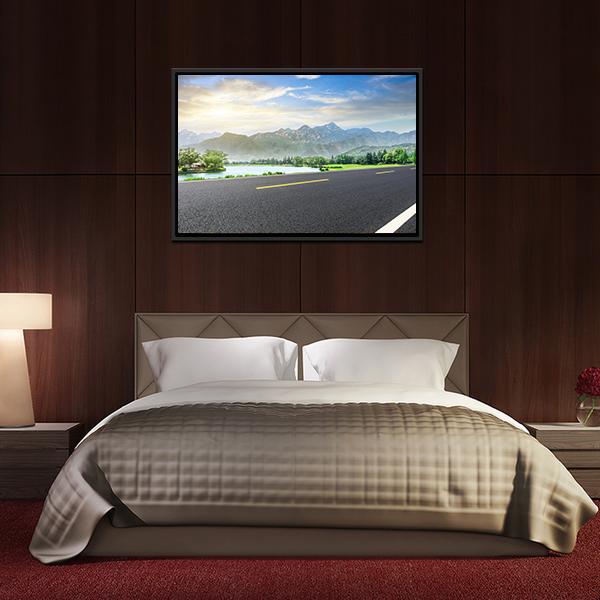 Asphalt Highway With Nature Canvas Wall Art-3 Horizontal-Gallery Wrap-25" x 16"-Tiaracle
