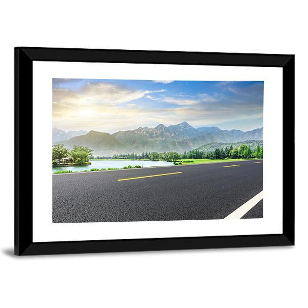 Asphalt Highway With Nature Canvas Wall Art-3 Horizontal-Gallery Wrap-25" x 16"-Tiaracle