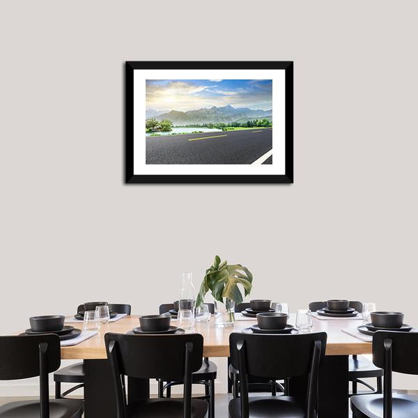 Asphalt Highway With Nature Canvas Wall Art-3 Horizontal-Gallery Wrap-25" x 16"-Tiaracle