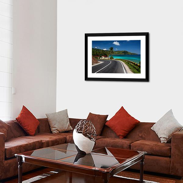 Road Along Tropical Coastline Panoramic Canvas Wall Art-1 Piece-36" x 12"-Tiaracle