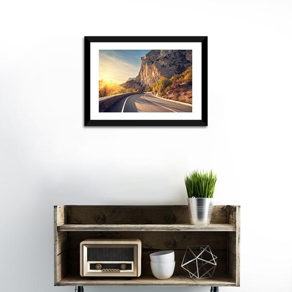 Asphalt Road In Autumn Canvas Wall Art-1 Piece-Framed Print-20" x 16"-Tiaracle