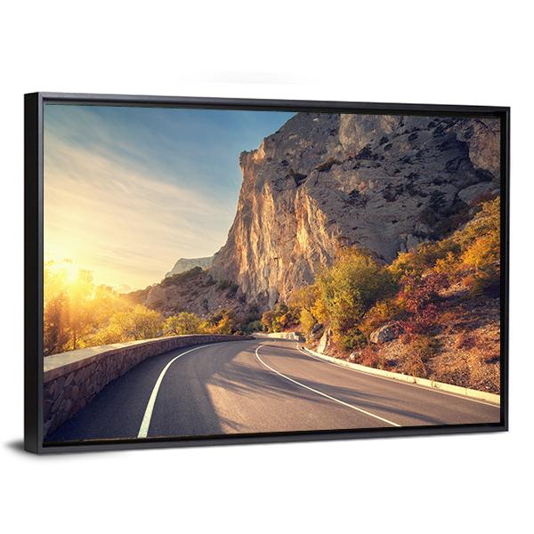 Asphalt Road In Autumn Canvas Wall Art-3 Horizontal-Gallery Wrap-25" x 16"-Tiaracle