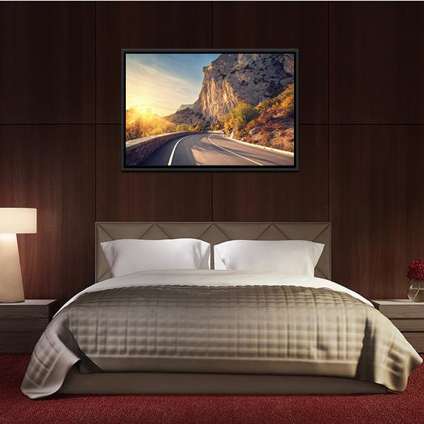 Asphalt Road In Autumn Canvas Wall Art-3 Horizontal-Gallery Wrap-25" x 16"-Tiaracle