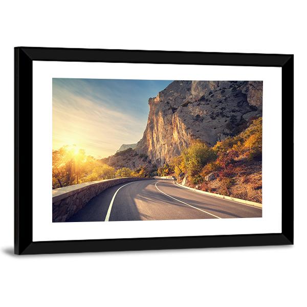 Asphalt Road In Autumn Canvas Wall Art-3 Horizontal-Gallery Wrap-25" x 16"-Tiaracle
