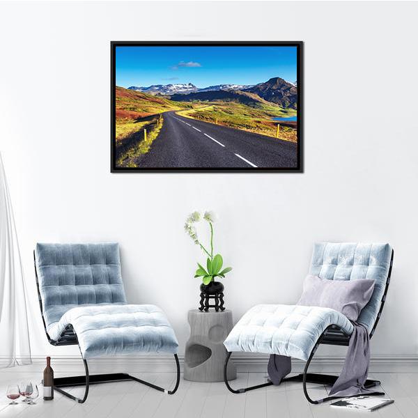 Asphalt Road In Iceland Canvas Wall Art-3 Horizontal-Gallery Wrap-25" x 16"-Tiaracle