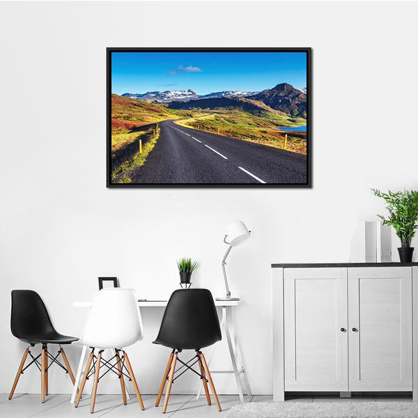 Asphalt Road In Iceland Canvas Wall Art-3 Horizontal-Gallery Wrap-25" x 16"-Tiaracle