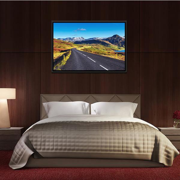 Asphalt Road In Iceland Canvas Wall Art-3 Horizontal-Gallery Wrap-25" x 16"-Tiaracle
