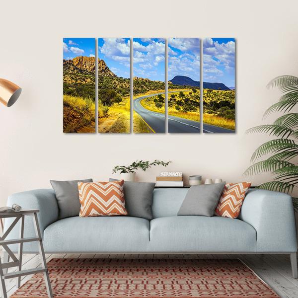 Asphalt Road In Namibia Canvas Wall Art-5 Horizontal-Gallery Wrap-22" x 12"-Tiaracle