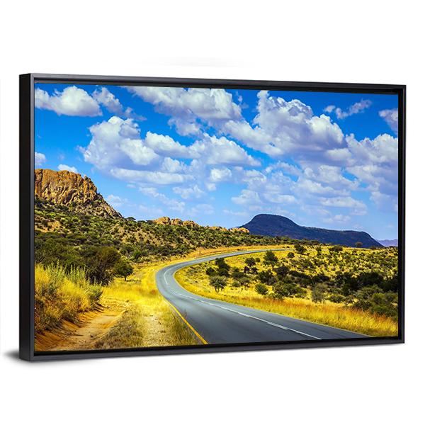 Asphalt Road In Namibia Canvas Wall Art-3 Horizontal-Gallery Wrap-25" x 16"-Tiaracle