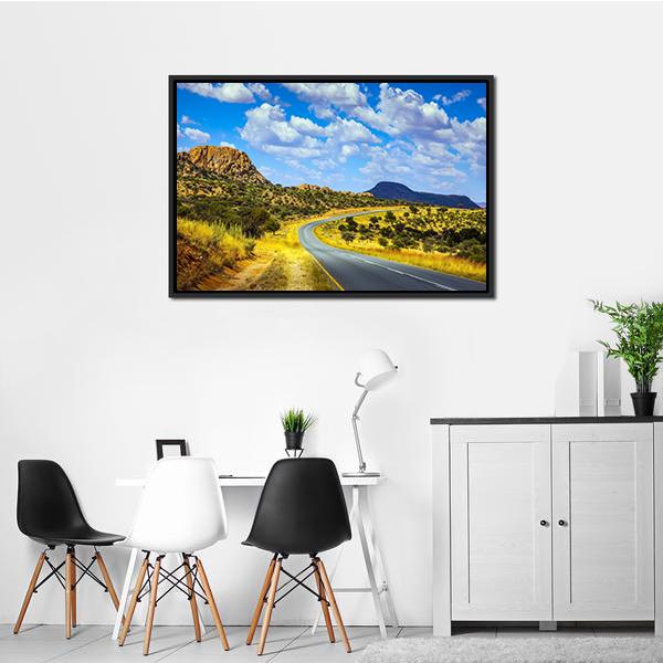 Asphalt Road In Namibia Canvas Wall Art-3 Horizontal-Gallery Wrap-25" x 16"-Tiaracle