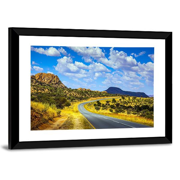 Asphalt Road In Namibia Canvas Wall Art-3 Horizontal-Gallery Wrap-25" x 16"-Tiaracle