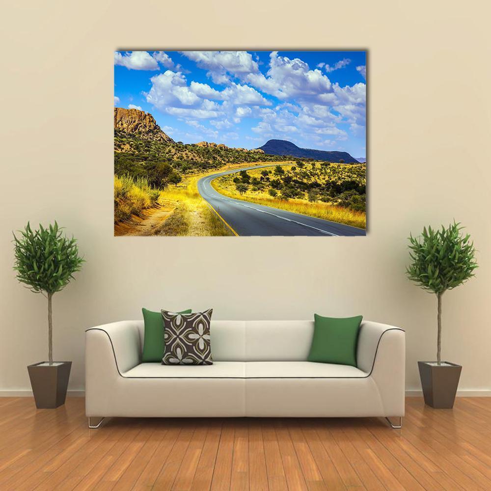 Asphalt Road In Namibia Canvas Wall Art-1 Piece-Gallery Wrap-48" x 32"-Tiaracle