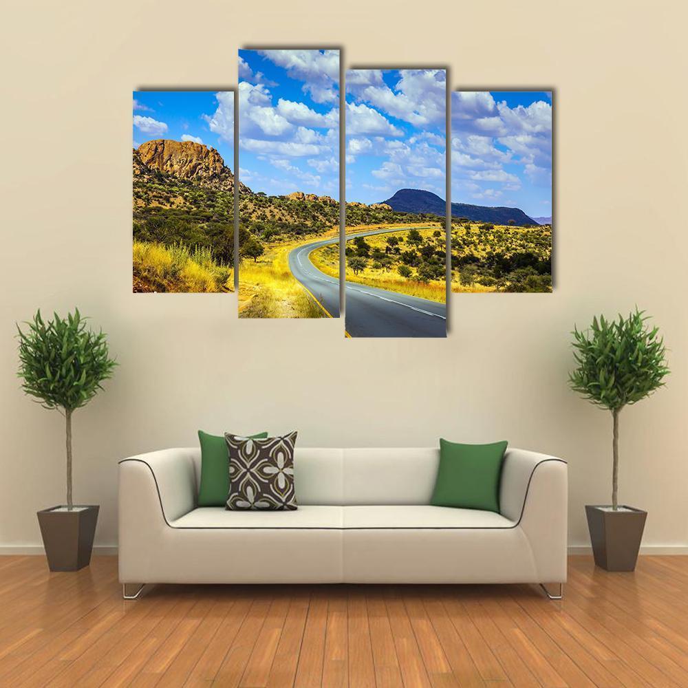 Asphalt Road In Namibia Canvas Wall Art-4 Pop-Gallery Wrap-50&quot; x 32&quot;-Tiaracle