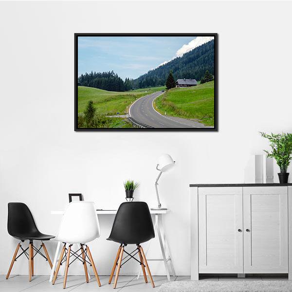 Asphalt Mountain Road Canvas Wall Art-1 Piece-Floating Frame-24" x 16"-Tiaracle