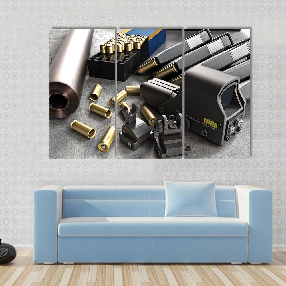 Assault Rifle Accessories Canvas Wall Art-5 Pop-Gallery Wrap-47" x 32"-Tiaracle