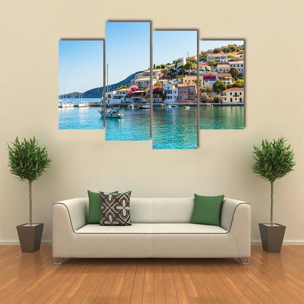 Greek Islands Cityscape Canvas Wall Art-4 Pop-Gallery Wrap-50" x 32"-Tiaracle