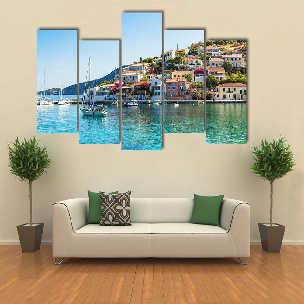 Greek Islands Cityscape Canvas Wall Art-5 Pop-Gallery Wrap-47" x 32"-Tiaracle