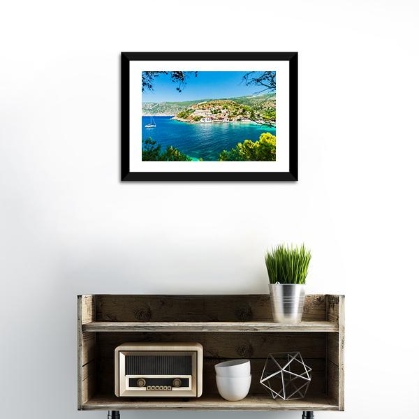 Assos On The Island Of Kefalonia Canvas Wall Art-1 Piece-Framed Print-20" x 16"-Tiaracle