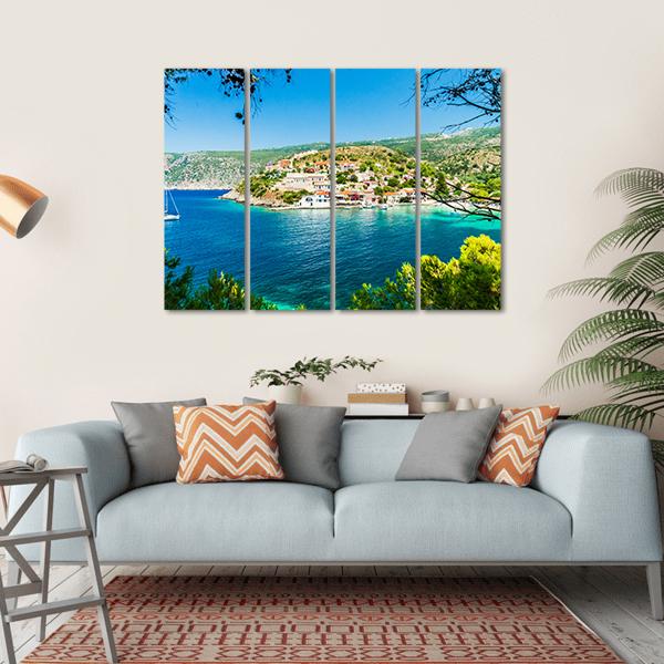 Assos On The Island Of Kefalonia Canvas Wall Art-4 Horizontal-Gallery Wrap-34" x 24"-Tiaracle
