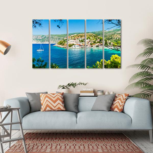 Assos On The Island Of Kefalonia Canvas Wall Art-5 Horizontal-Gallery Wrap-22" x 12"-Tiaracle