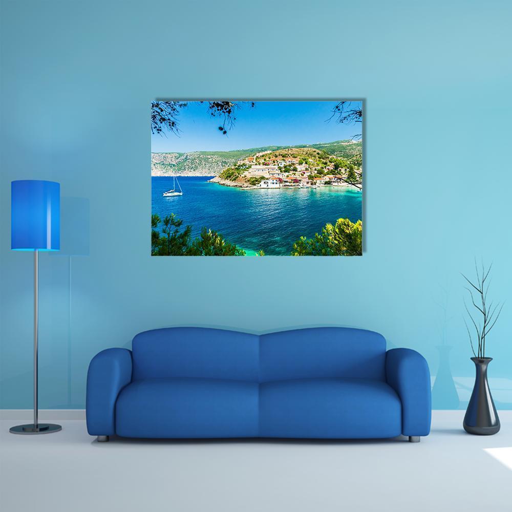 Assos On The Island Of Kefalonia Canvas Wall Art-1 Piece-Gallery Wrap-48" x 32"-Tiaracle