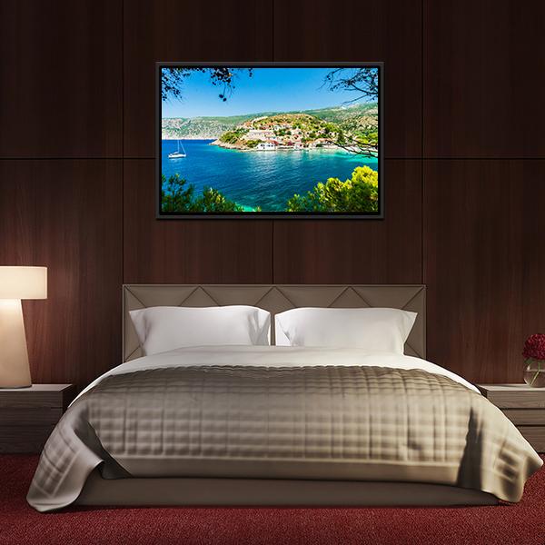 Assos On The Island Of Kefalonia Canvas Wall Art-3 Horizontal-Gallery Wrap-25" x 16"-Tiaracle