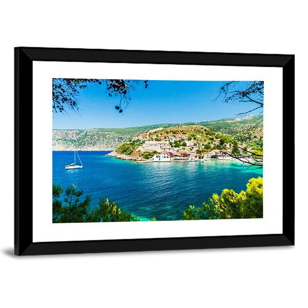 Assos On The Island Of Kefalonia Canvas Wall Art-3 Horizontal-Gallery Wrap-25" x 16"-Tiaracle