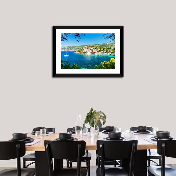Assos On The Island Of Kefalonia Canvas Wall Art-3 Horizontal-Gallery Wrap-25" x 16"-Tiaracle