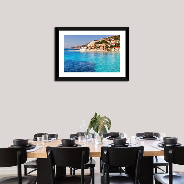 Assos Village Kefalonia Canvas Wall Art-3 Horizontal-Gallery Wrap-25" x 16"-Tiaracle