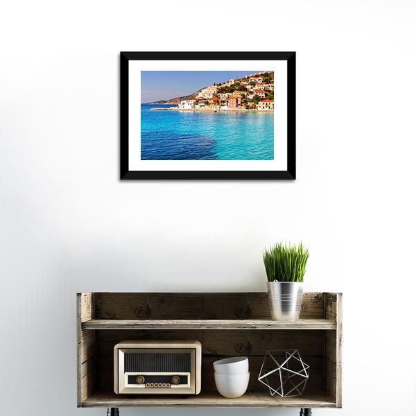 Assos Village Kefalonia Canvas Wall Art-1 Piece-Framed Print-20" x 16"-Tiaracle