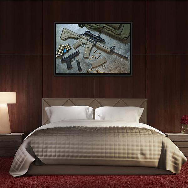 Assualt Rifle &amp; Pistol Canvas Wall Art-3 Horizontal-Gallery Wrap-25" x 16"-Tiaracle
