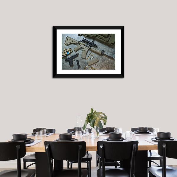 Assualt Rifle &amp; Pistol Canvas Wall Art-3 Horizontal-Gallery Wrap-25" x 16"-Tiaracle