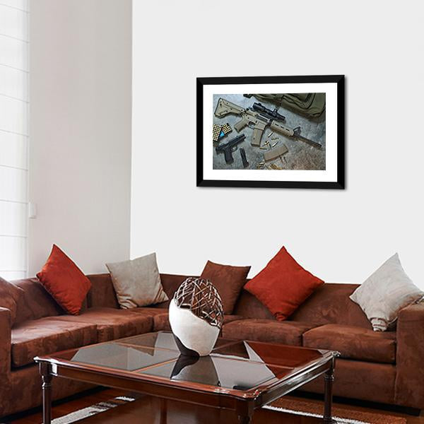 Assualt Rifle & Pistol Canvas Wall Art-3 Horizontal-Gallery Wrap-25" x 16"-Tiaracle