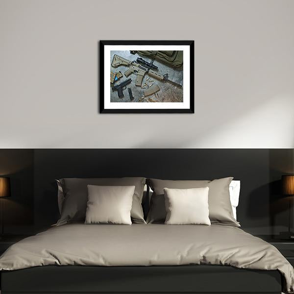 Assualt Rifle &amp; Pistol Canvas Wall Art-3 Horizontal-Gallery Wrap-25" x 16"-Tiaracle