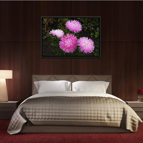 Asters Flowers Canvas Wall Art-3 Horizontal-Gallery Wrap-25" x 16"-Tiaracle