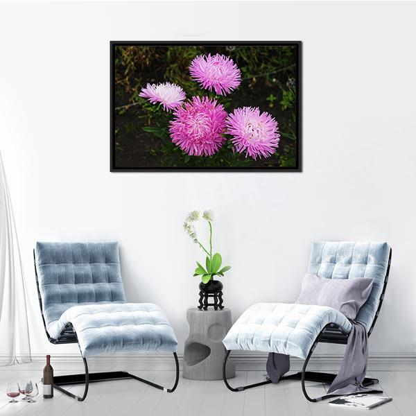 Asters Flowers Canvas Wall Art-5 Horizontal-Gallery Wrap-22" x 12"-Tiaracle